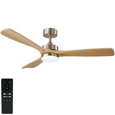 Ανεμιστήρας Οροφής LED CCT 3200lm 35W Με 3 Πτερύγια Remote Control Σατινέ-Δρυς